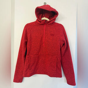 The North Face Women’s Medium Red Marl Half Zip Hooded Outdoor Sweater Jacket
